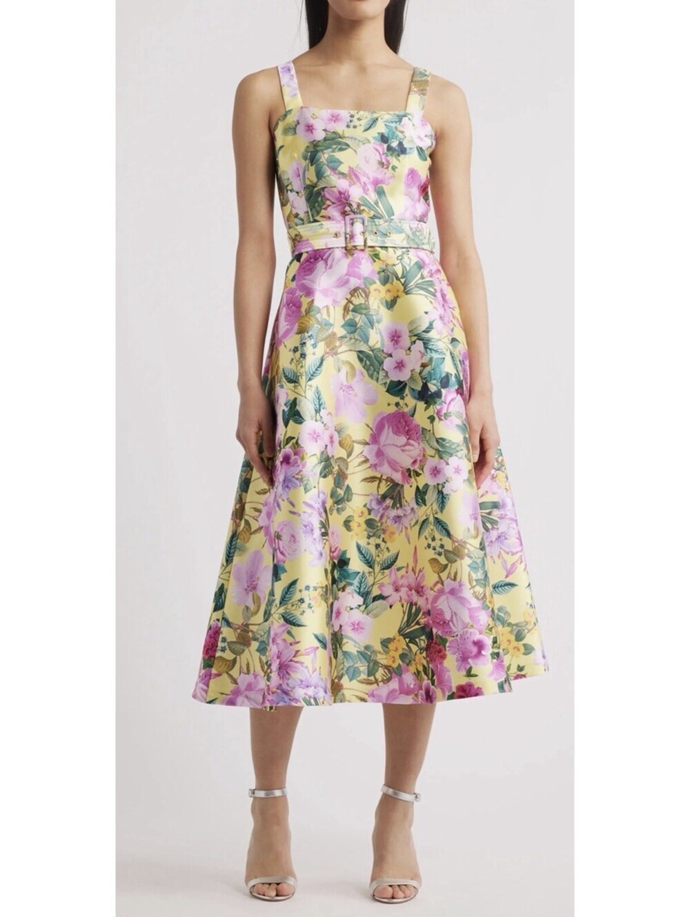 New Julia Jordan Floral Belted Fit & Flare Midi Dress Size 16 $178
